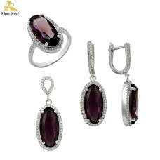 Gümüş zirkon taşlı set